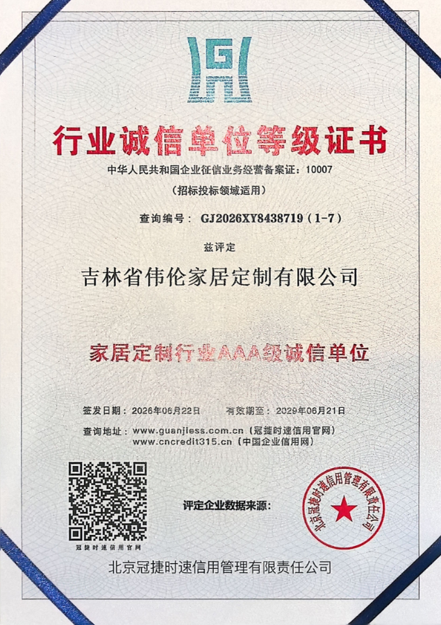 行业诚信单位等级证书