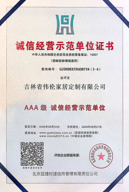 诚信经营示范单位证书